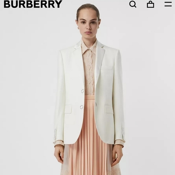 NWT$1,790 BURBERRY Caratown Wool Silk Trim Snap Tuxedo Blazer Jacket Sz 6 Medium - Picture 3 of 16